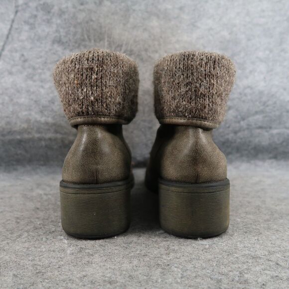 Roxy Shoes Womens 9.5 Bootie Lace Up Block Heel Fold Over Cap Toe Casual Taupe - Picture 5 of 16